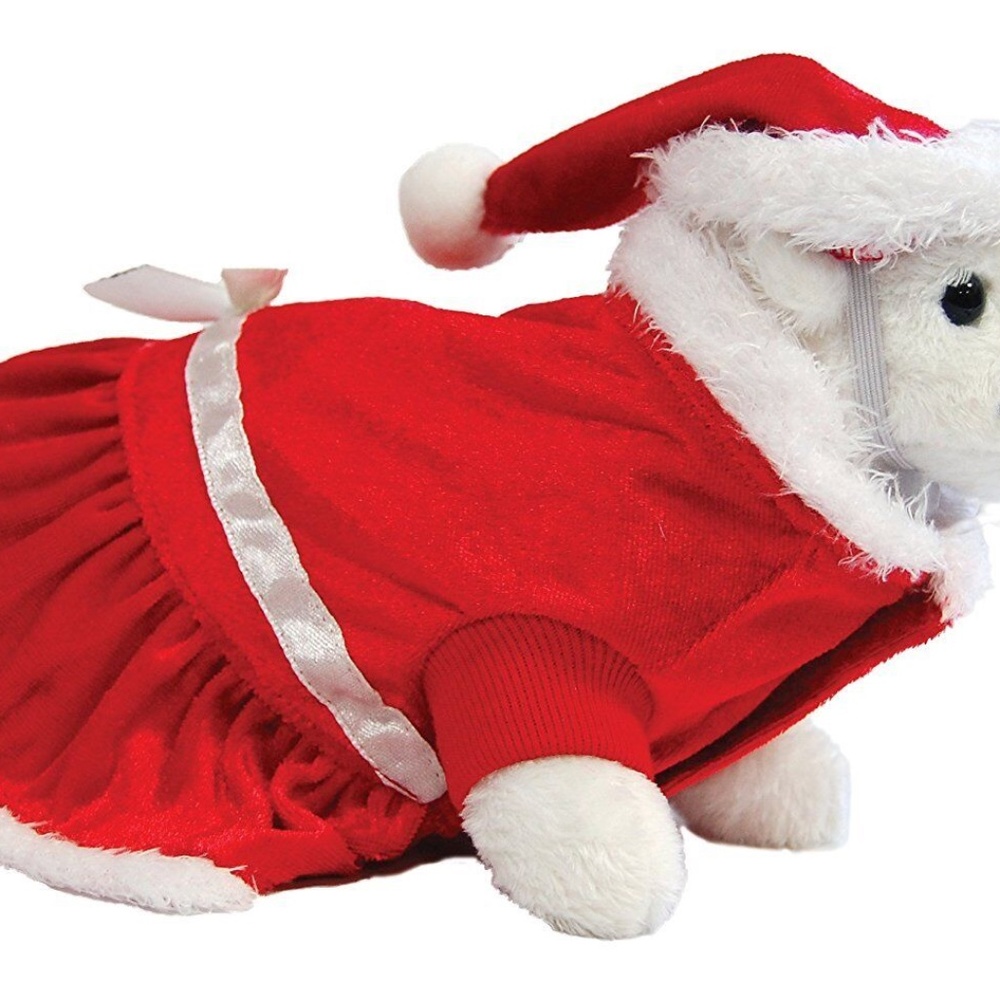 Marshall Ferret Toy Dog Fashion Deluxe Santa Suit Hat Costume Deluxe Holiday Pet